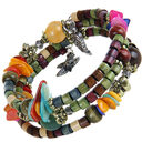 National vintage wooden bracelet of buddhist beads shell
