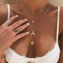 Multi-layer Moon Pendant Necklaces for Women Bohemian Wafer