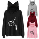 Women's loose printed hooded sweater