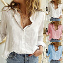 Lapel Long Sleeve Shirt Fashion Solid Color Button