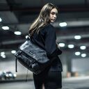 Comepack all black fashion large postman bag