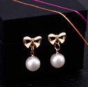 Hypoallergenic Heart-shaped Zircon Earrings Women's Bow Pearl