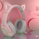 Pink wired earphone cute girl ECG gaming