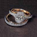 Genuine 925 Sterling Silver Rings Set Luxury Oval