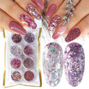8 Box Mix Glitter Nail Art Powder Flakes