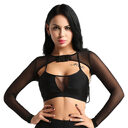 Crop Top Transparent Long Sleeve Front with Button