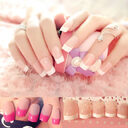 Nail art finished French long fake patch