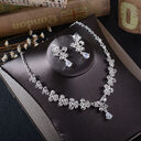 TL216 White Rhinestone Necklace Earrings Set Zircon Butterfly