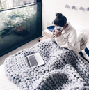 Merino Wool blanket hand-woven super thick arm knit