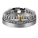 Luxury Roman Royal Crown Charm Bracelet Men Stainless