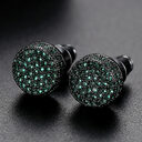 Jinse Hip Hop 9MM Round Cubic Zirconia Earrings