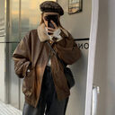Women's Fashion Retro Leather Warm Jacket