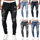 Fashion Street Style Ripped Skinny Jeans Men Vintage