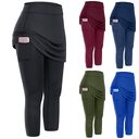 Women Tennis Skirted Leggings Pockets Elastic Sports Yoga