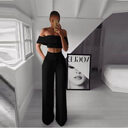 Women Strapless and Wide Leg Pants Sexy Two