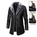 Plush Lapel Leather Jacket Winter Warm Fleece Single-breasted