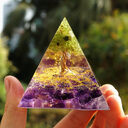 Natural Tiger Eye Orgonite Pyramid Healing Crystals Centerpiece