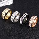 Diamond Double Row Titanium Steel Stainless Ring