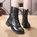 British Martin Boots Women Leather Motorcycle Military