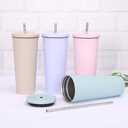 Creative Coffee Cup with Stainless Steel Straw Insulation