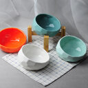 Pet Supplies Bowl Ceramic Cat Dog Oblique Mouth