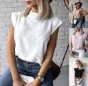 Summer Simple Stand Collar Printed Ladies Shirt Tops