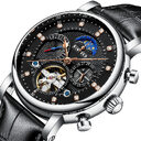 Automatic Fashion Leather Diamond Star Men's Tourbillon Hollow