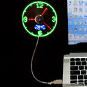 USB Clock Temperature Word Fan Led Light Mini