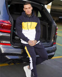 Fitness Suit Splicing Contrast Color Hooded