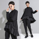 Dark Cold Ruffled Baby Shirt With Long Sleeves