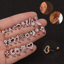 Flower Earring Stainless Steel Screw Earrings Female Zircon