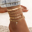 5 Pcs Women Fashion Gold Color Heart Crystal