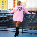 Plus Size Dresses for Women Letter Print Hoodie