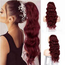 Wine Red Wig Ladies Piece Long Curly Hair