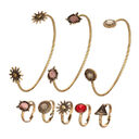 Creative Vintage Flower Joint Ring Open Bracelet Set