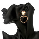 Metal-Sized Heart-Shaped Earrings With Exaggerated Studs Hollow Out