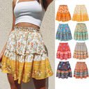 Cowinner Women's Bohemian Flower Print High Waist Ruffle