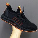All Black Work Shoes Men's Mesh Breathable Lightweight