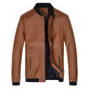 Men's Stand-Up Collar Leather Jacket Coat Motorcycle Casual