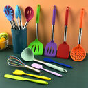 Color Silicone Kitchenware Set Cooking Shovel Spoon 14