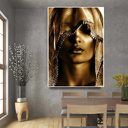 Modern Golden Noble Veil Women Canvas Paintings Nordic