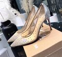 Mesh Rhinestone Transparent Women's Single Shoes Pointed High