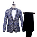 Best Man''s Dress Blue Brocade Suit One Button