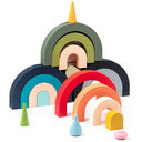 Children Wooden Rainbow Arched Stacked Toys Montessori Education