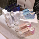 Shoes Women Sports White Shine with Rhinestone