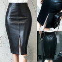Women PU Leather Skirt Hip Ladies Dress