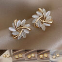 Cat's Eye Flower Earrings High Sense Opal Square