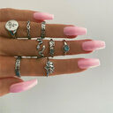 Vintage Popular Lotus Snake-Shaped Ring 8-Piece Diamond Set