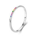 Simple And Versatile Sterling Silver Slender Rainbow Stone