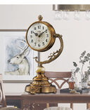European Style Living Room Desk Clock Copper-Plated Large